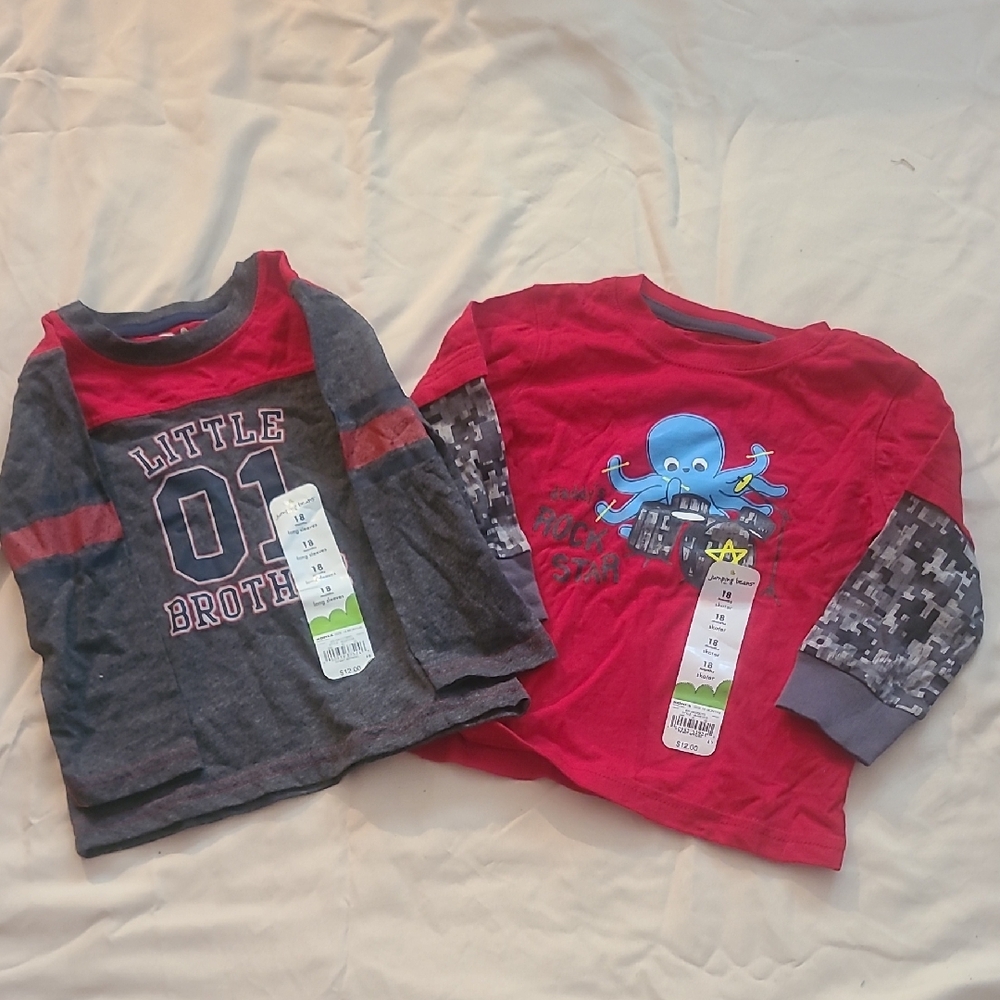 Jumping Beans Red and Gray Long Sleeve Tees